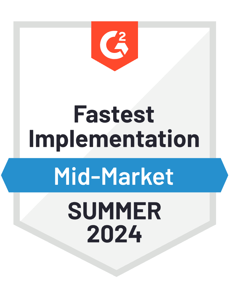 Fastest Implementation Mid-Market Summer 2024 badge